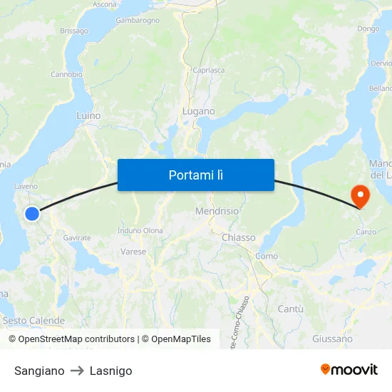 Sangiano to Lasnigo map
