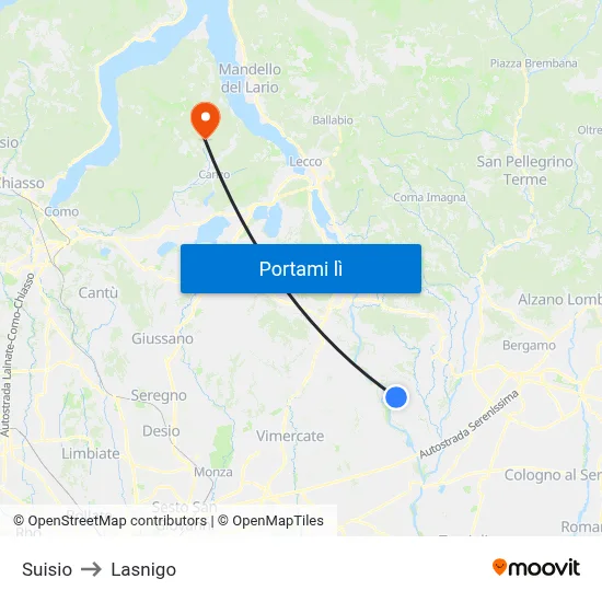Suisio to Lasnigo map