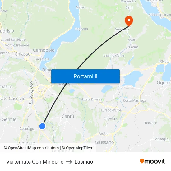 Vertemate Con Minoprio to Lasnigo map