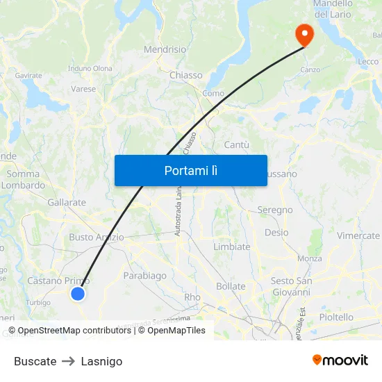 Buscate to Lasnigo map