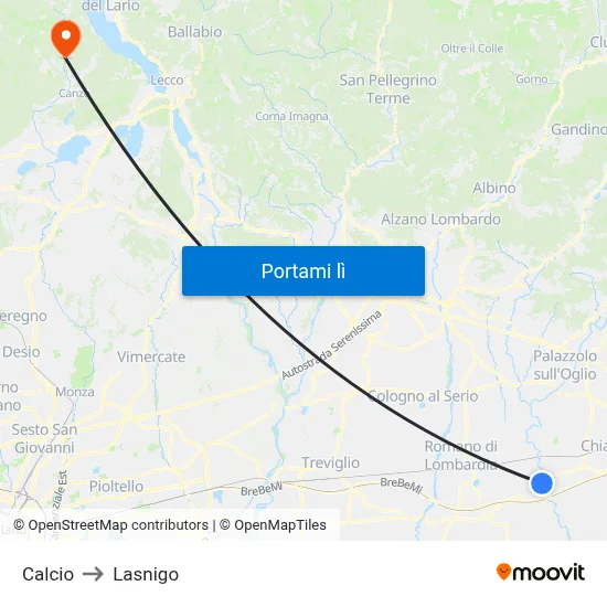 Calcio to Lasnigo map