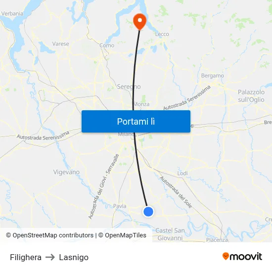 Filighera to Lasnigo map