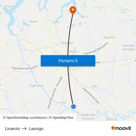 Linarolo to Lasnigo map