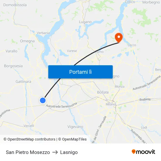 San Pietro Mosezzo to Lasnigo map