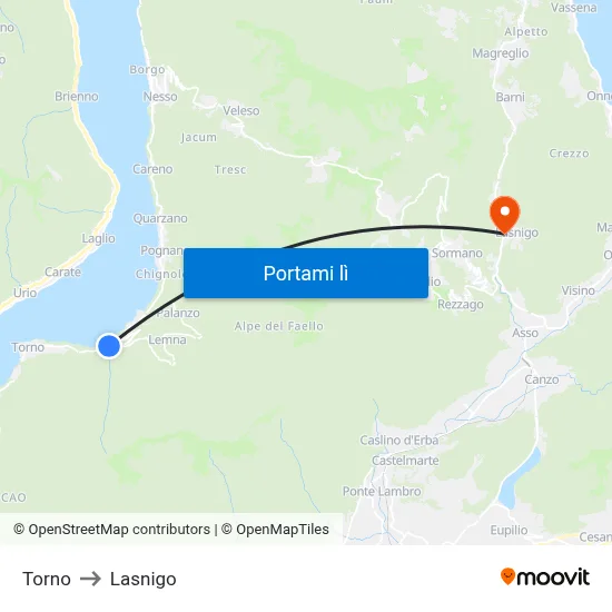 Torno to Lasnigo map