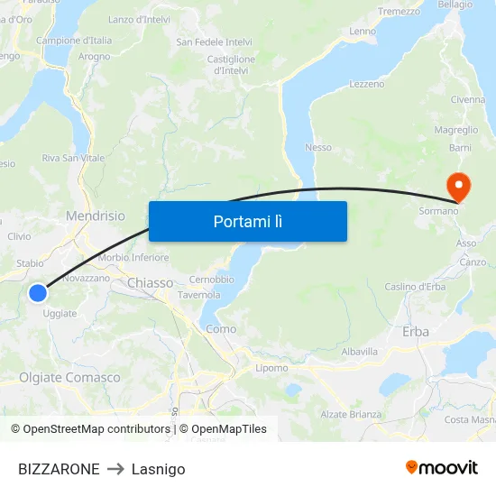 BIZZARONE to Lasnigo map