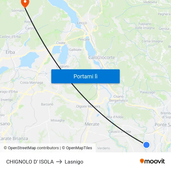 CHIGNOLO D' ISOLA to Lasnigo map
