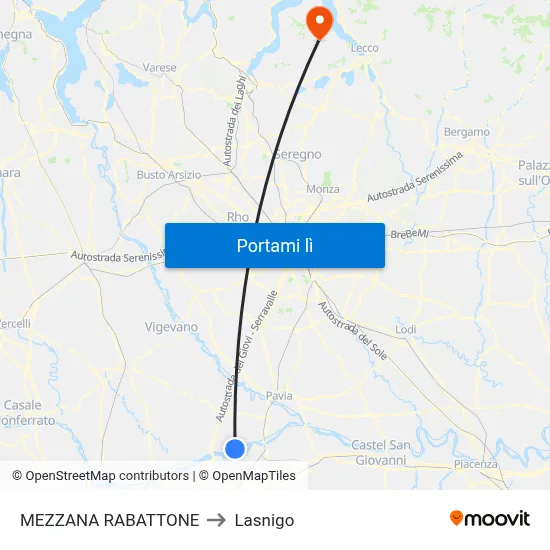 MEZZANA RABATTONE to Lasnigo map
