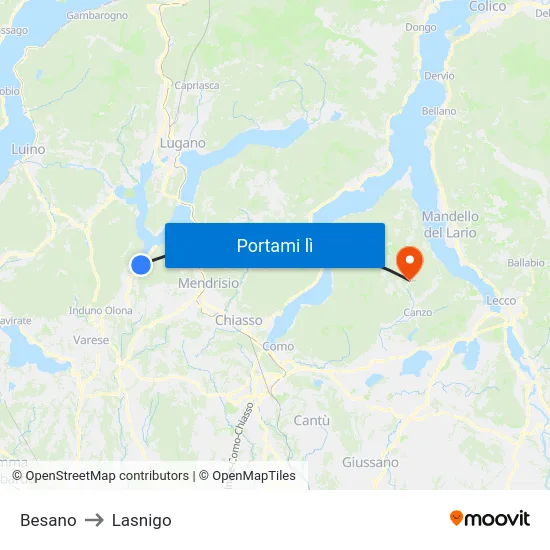 Besano to Lasnigo map