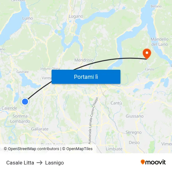 Casale Litta to Lasnigo map