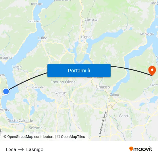Lesa to Lasnigo map