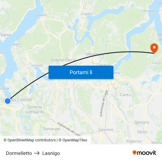 Dormelletto to Lasnigo map