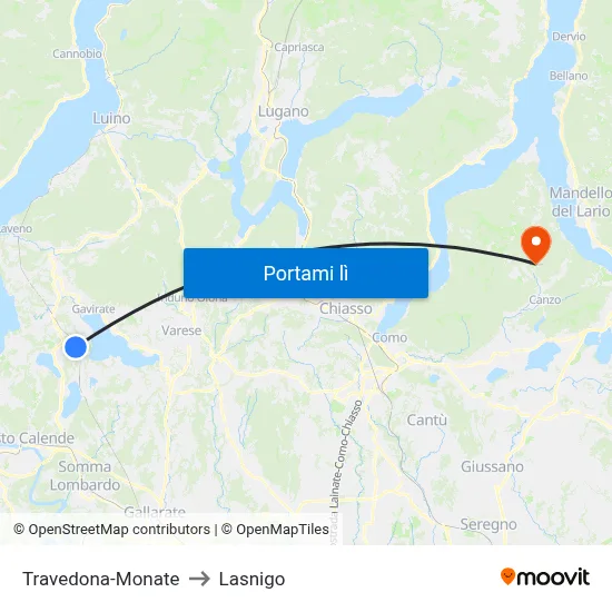 Travedona-Monate to Lasnigo map