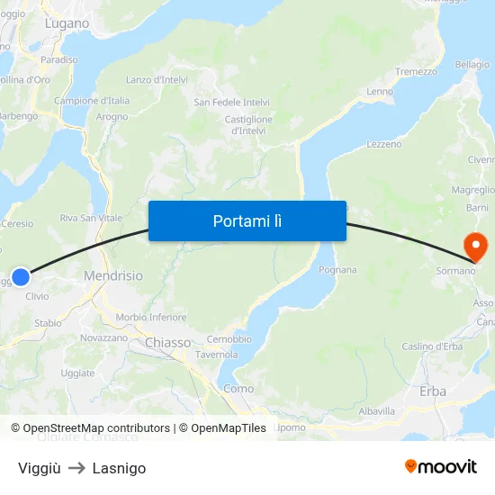 Viggiù to Lasnigo map