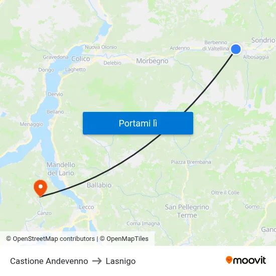 Castione Andevenno to Lasnigo map