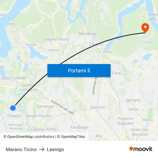 Marano Ticino to Lasnigo map