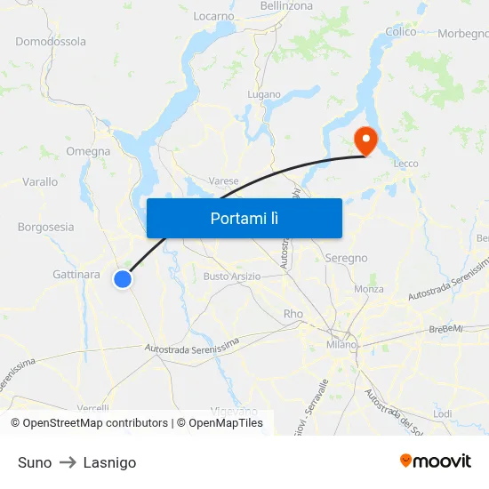 Suno to Lasnigo map