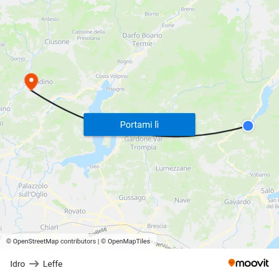 Idro to Leffe map