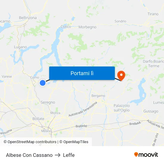 Albese Con Cassano to Leffe map
