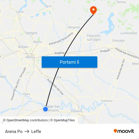 Arena Po to Leffe map