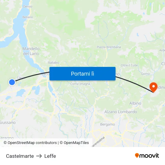 Castelmarte to Leffe map
