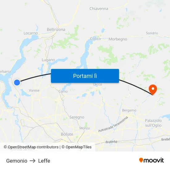 Gemonio to Leffe map