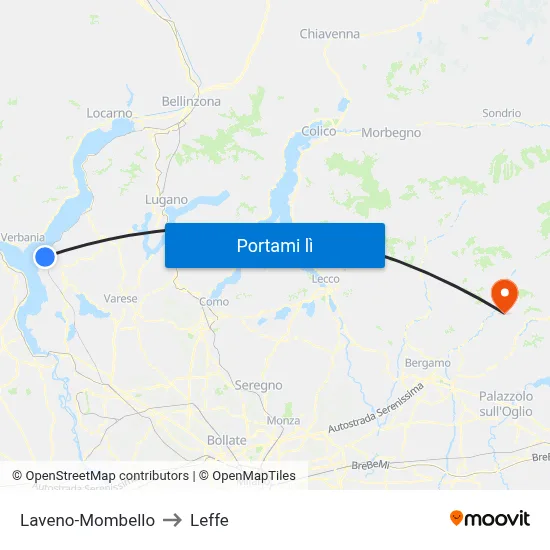 Laveno-Mombello to Leffe map