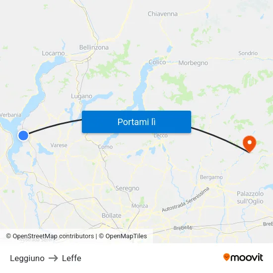 Leggiuno to Leffe map