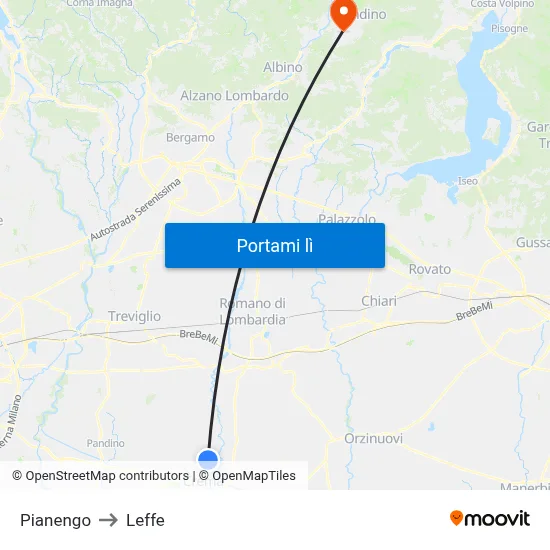 Pianengo to Leffe map