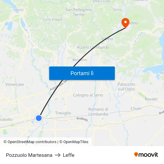 Pozzuolo Martesana to Leffe map