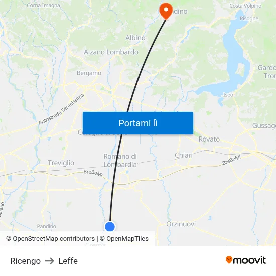 Ricengo to Leffe map
