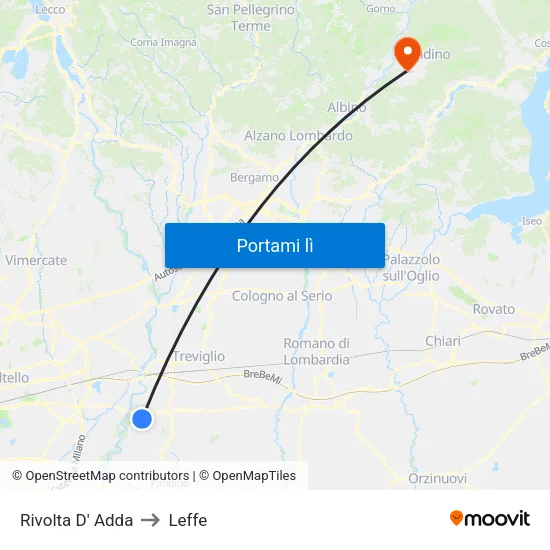 Rivolta D' Adda to Leffe map