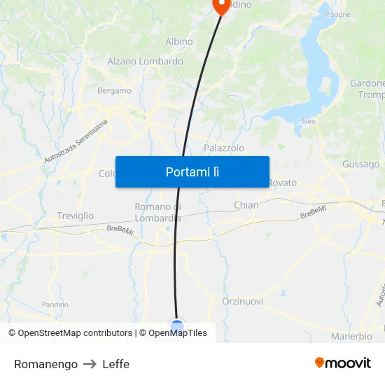 Romanengo to Leffe map