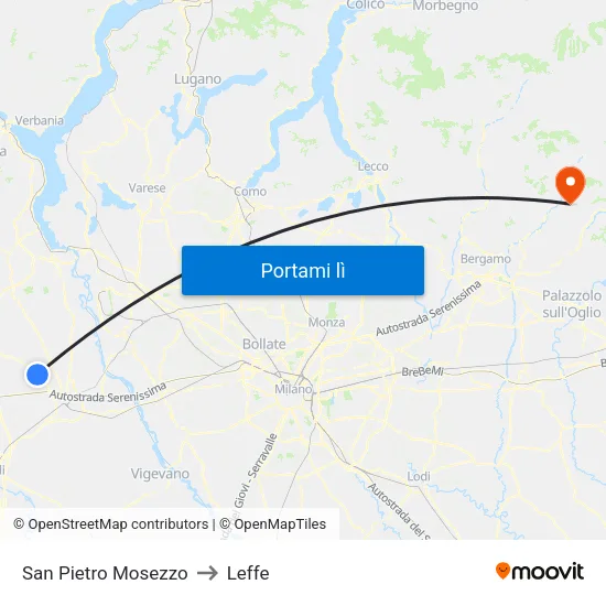 San Pietro Mosezzo to Leffe map