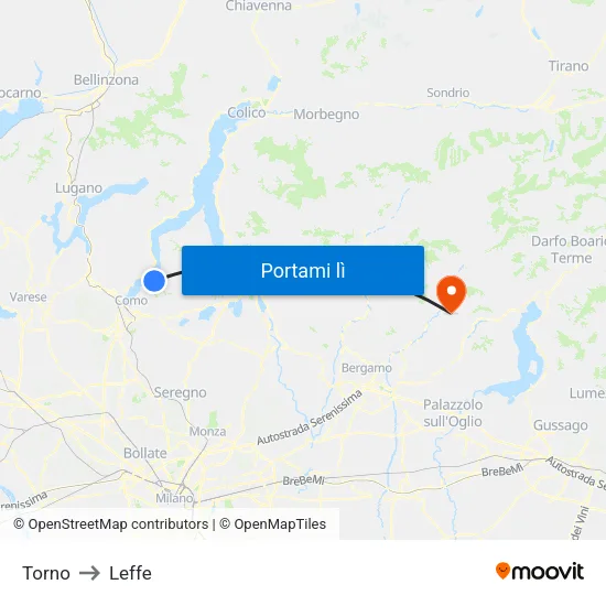 Torno to Leffe map