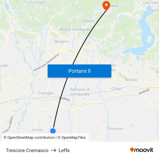 Trescore Cremasco to Leffe map