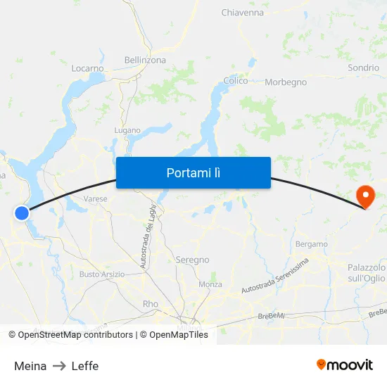 Meina to Leffe map