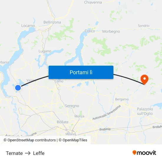 Ternate to Leffe map