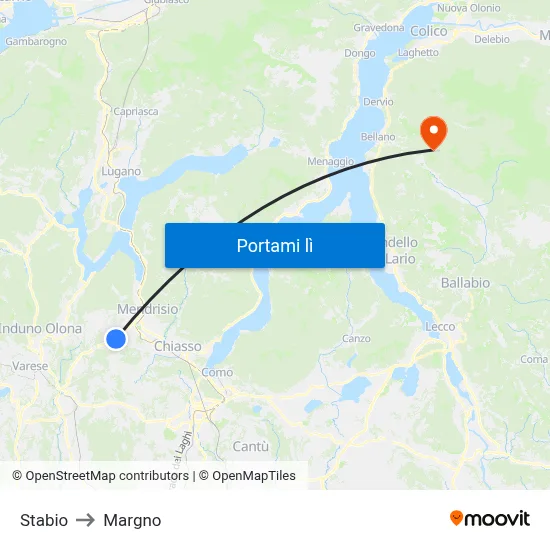 Stabio to Margno map