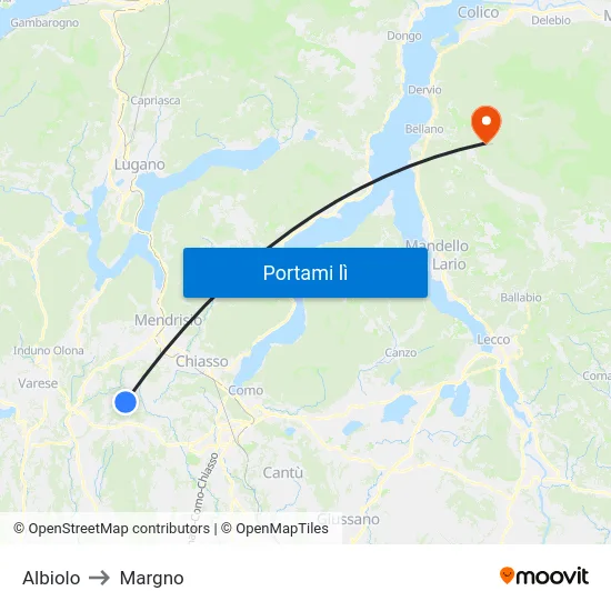 Albiolo to Margno map