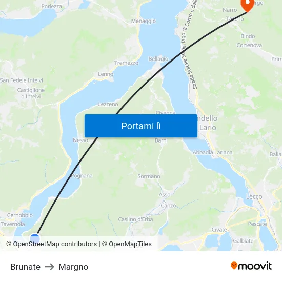 Brunate to Margno map
