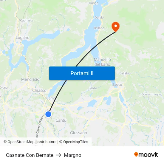 Casnate Con Bernate to Margno map