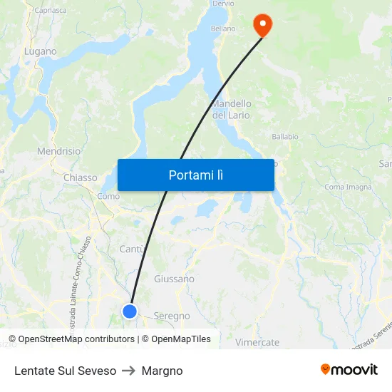 Lentate Sul Seveso to Margno map
