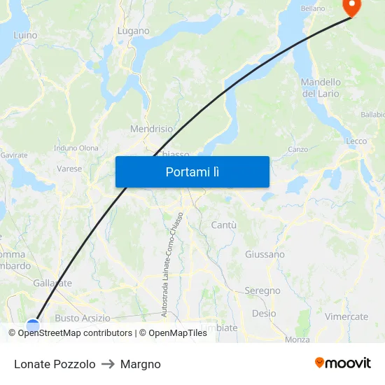Lonate Pozzolo to Margno map