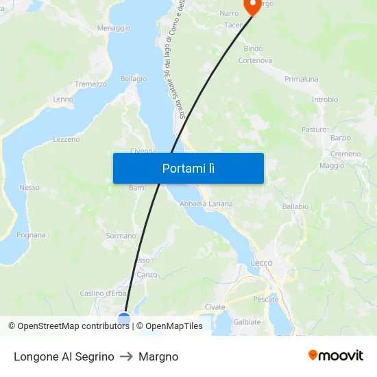 Longone Al Segrino to Margno map