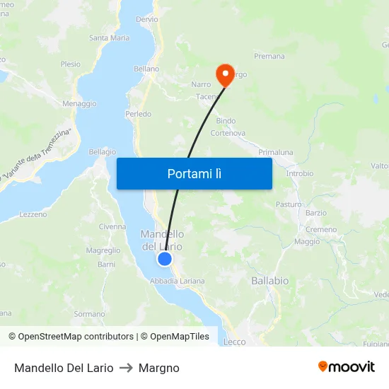 Mandello Del Lario to Margno map