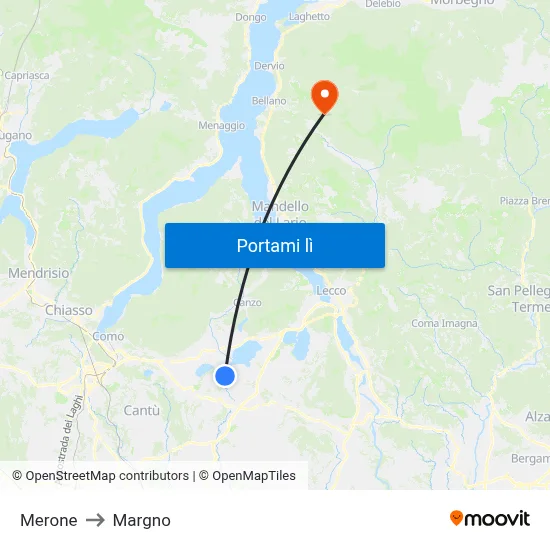 Merone to Margno map