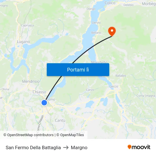 San Fermo Della Battaglia to Margno map