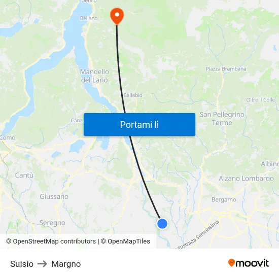 Suisio to Margno map