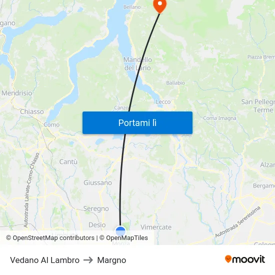 Vedano Al Lambro to Margno map